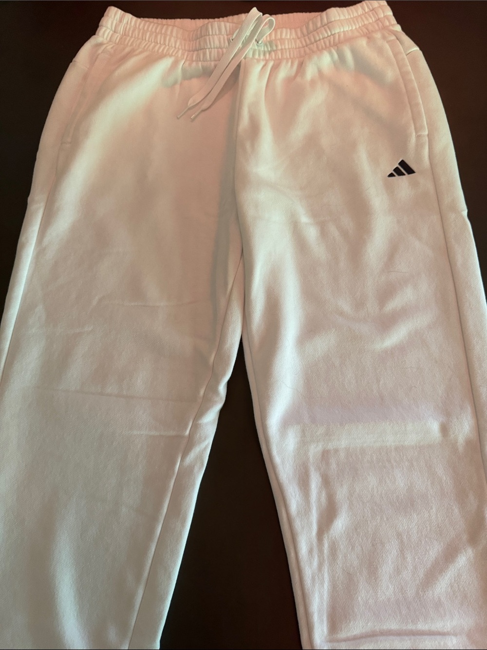 Adidas Women’s White Fleece Joggers with Small Logo
